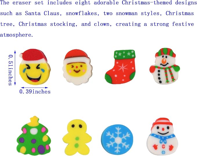 400PCS Mini Cute Christmas Erasers - Image 2