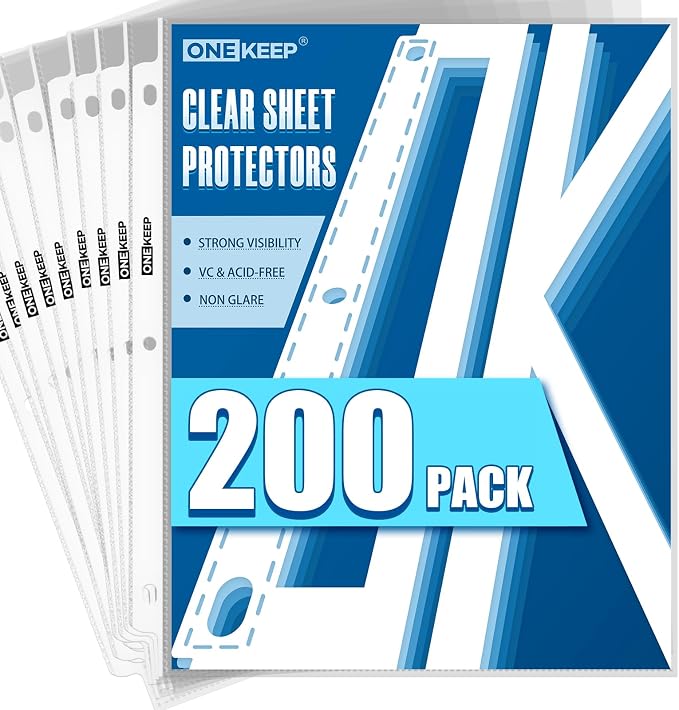 200 Pack Sheet Protectors, Top Loading Reinforced 3-Hole Page | Protectors - Image 7