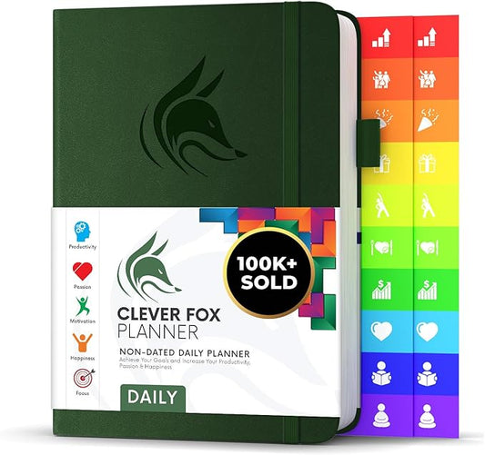 Clever Fox Daily Planner – Undated Planning Notebook with Hourly Schedule & To-Do List – Personal Day Task & Work Organizer, 6 Months (Forest Green)-DeskLoop Office