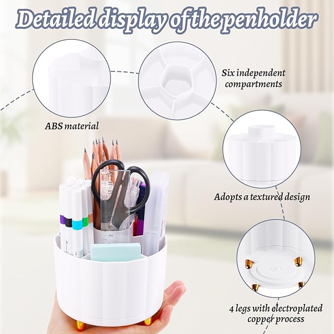 360 Rotating Pencil Pen Holder for Desk, Cute Office Supplies, Desk Accessories - Image 5