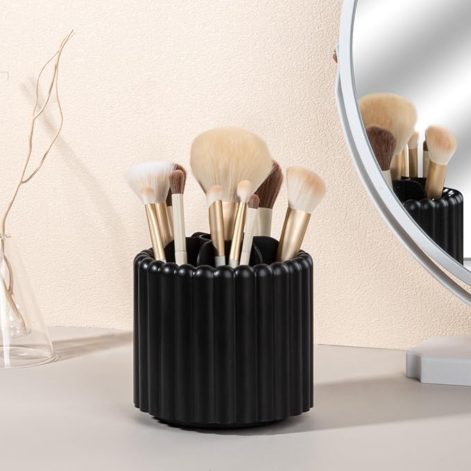 Anyoifax 360 Rotating Makeup Brush Holder 7 Slots Make Up Brush Organizer Removable Spinning Cosmetic Brushes Storage Pen Holder for Vanity, Dresser, Desk, Black-DeskLoop Office