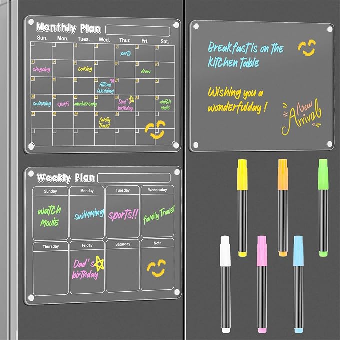 DIYMAG Magnetic Calendar for Refrigerator 3 PCS Dry Erase Whiteboard by DIYMAG