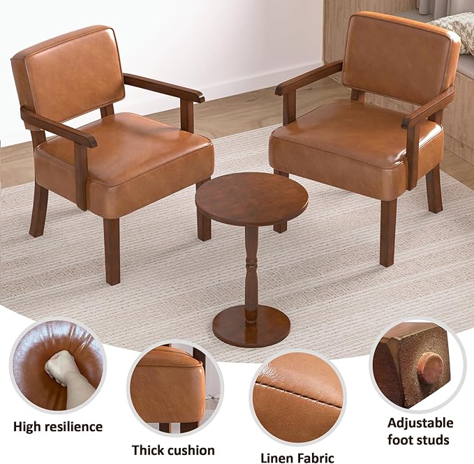Accent Chair, PU Leather Living Room Chairs Oversize with Soft Seat and Armrests for Living Room Dinning Room Bedroom Reading Room Waiting Room-DeskLoop Office