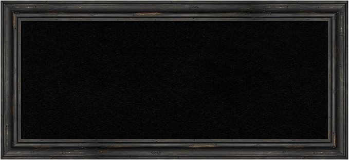 Amanti Art Black Cork Board for Wall, 15x33 Vision Board with Black Wood Frame, Medium Corkboard Office Decor for Home Organization, Country Rustic Corkboard Pinboard to Display Items for Home-DeskLoop Office
