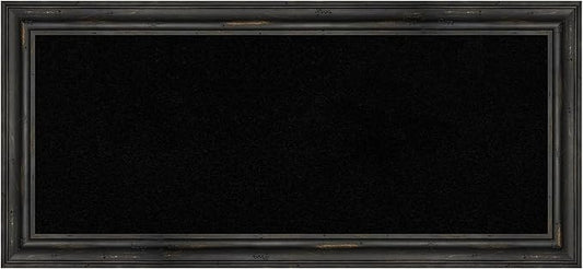 Amanti Art Black Cork Board for Wall, 15x33 Vision Board with Black Wood Frame, Medium Corkboard Office Decor for Home Organization, Country Rustic Corkboard Pinboard to Display Items for Home-DeskLoop Office