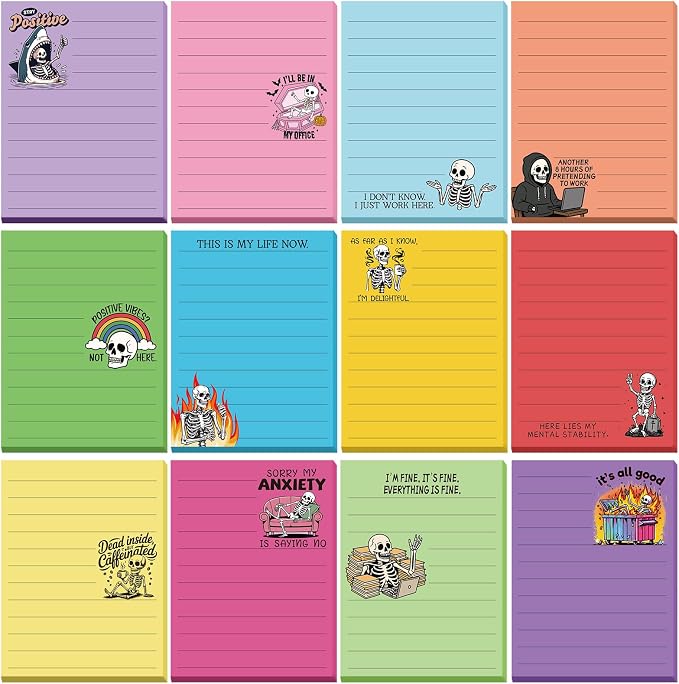 12 Pcs Funny Sticky Notes for Work 4x3 Inches Sarcastic Self Adhesive Notepads by Saypacck