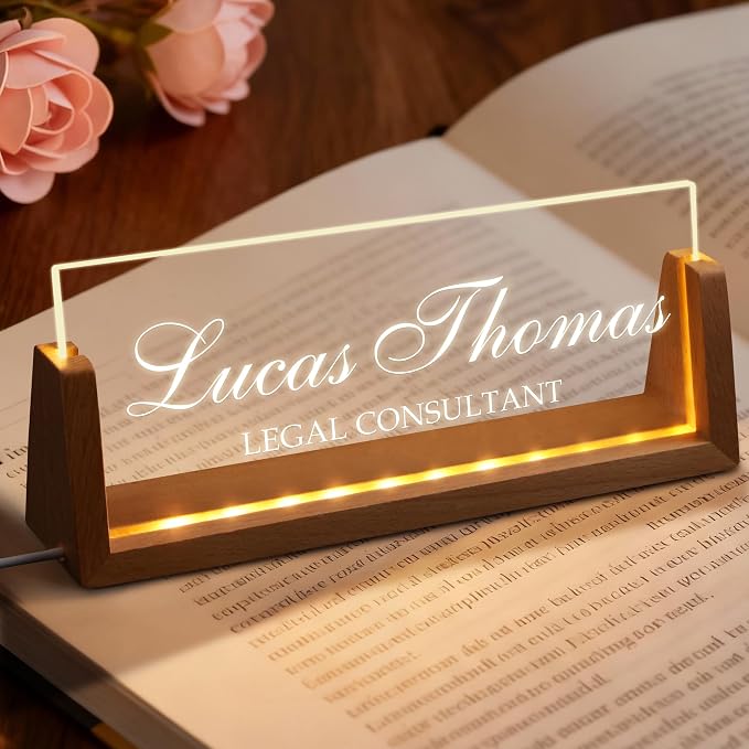 Custom Light Up Name Plate for Desk, Personalized LED Acrylic Name Sign - Image 6
