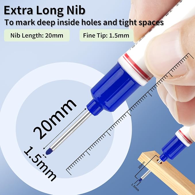 15 Pcs Long Nib Marker, 20 mm Long Head Deep Hole Marker Pens, Fine Nose Tip - Image 2