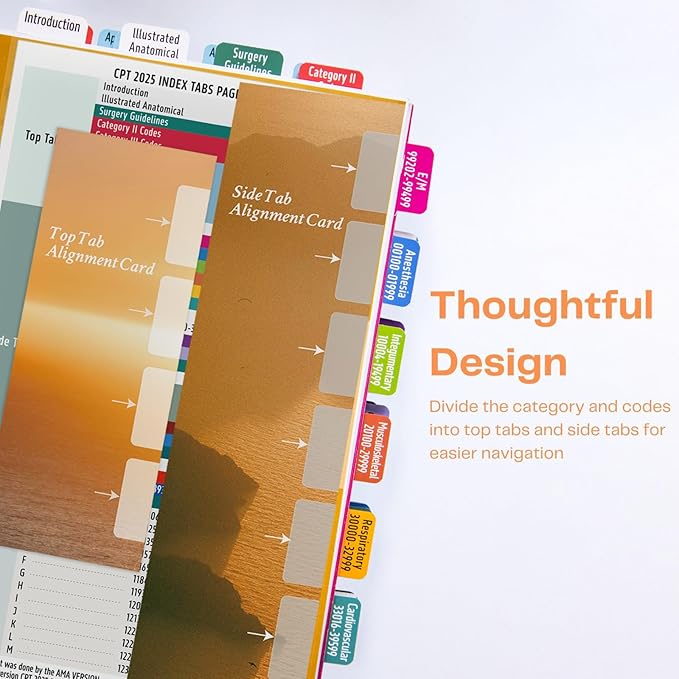 Index Tabs for CPT 2025 Professional Edition, Laminated and Color Coded CPT 2025 Code Book Tabs with Easy Installation and Aesthetic Design.-DeskLoop Office