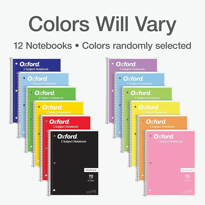 Oxford Spiral Notebooks, 1 Subject, College Ruled Notebooks - Image 5
