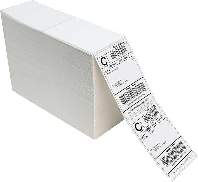 L LIKED 4000 Fanfold 4 x 6 Direct Thermal Shipping Labels, with Perforated Line, Compatible with Zebra & Rollo Printer, White, Commercial Grade-DeskLoop Office