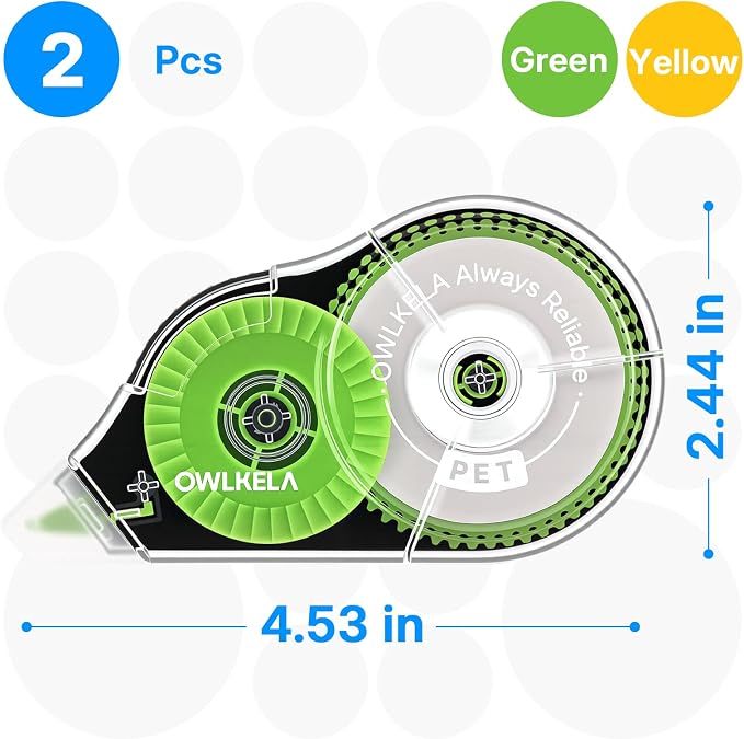 OWLKELA 2 Pack Plus Correction Tape, Tear-Resistant White Correction Tape - Image 2