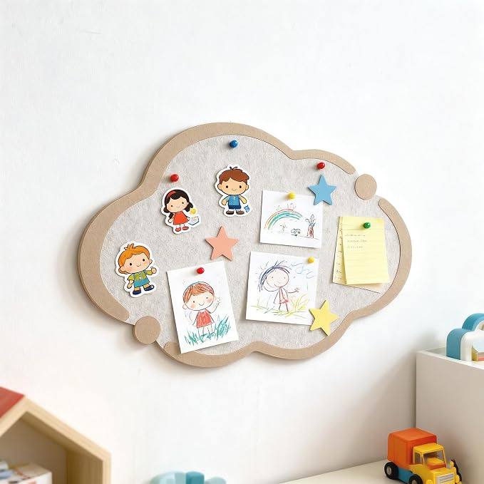 Cute Cloud Felt Board for Wall 24 x 16 Inch, Foldable Vision Board Kit - Image 6