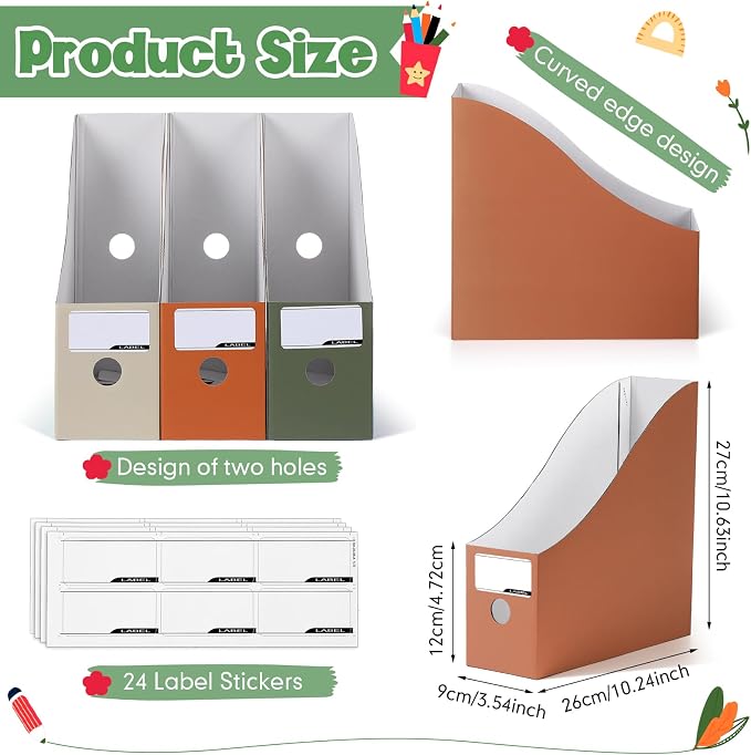 Colarr 12 Pack Cardboard Magazine Holders 12 Colors Magazine Storage Box - Image 2