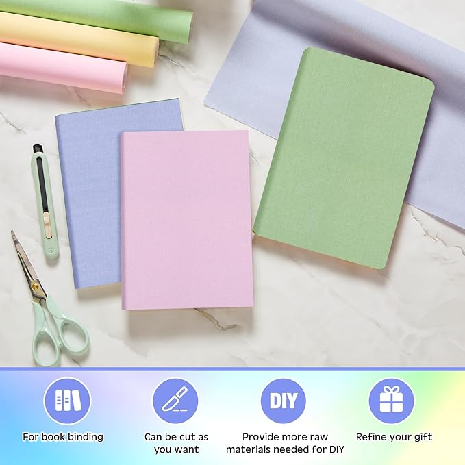 4 Pcs Book Cloth Bookcover Fabric Surface with Paper Backed Book Binding Cloth Fabric Book Cover for Scrapbooking Album DIY Craft Supplies Home, 4 Colors(Morandi Color,40 x 16 Inches)-DeskLoop Office