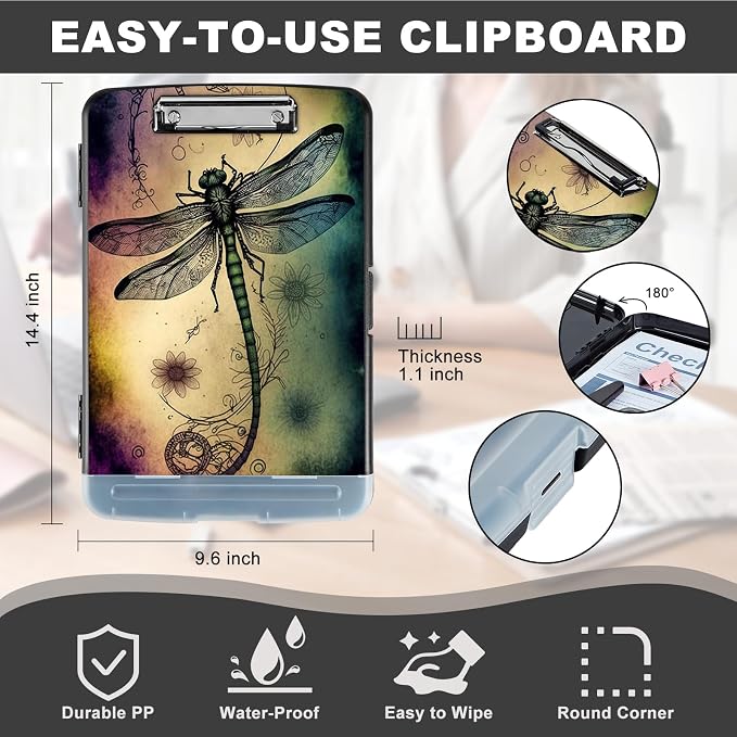 Clipboard with Storage, Heavy Duty Plastic Storage Clipboard with Low Profile - Image 3