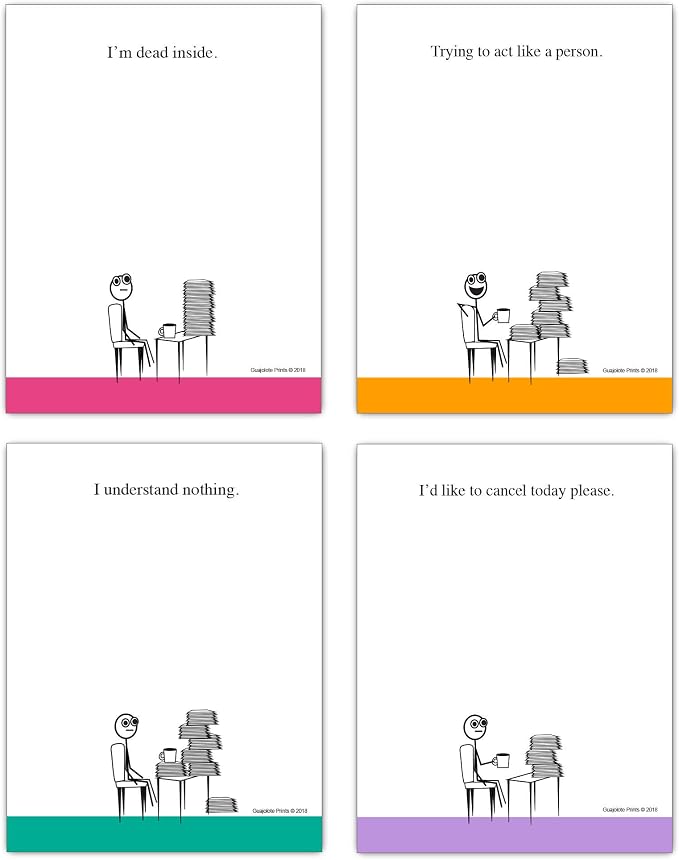 Funny Notepads 4 X 5.25 inch, Humorous Office Gift by Guajolote+Prints