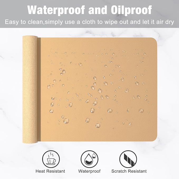 Hsurbtra Desk Pad, 23.6" x 13.8" PU Leather Desk Mat, M Extended Mouse Pad - Image 5