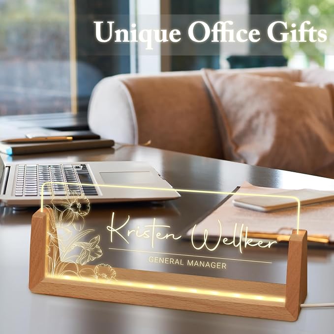 Custom Name Plate for Desk, Personalized Light Up Acrylic Desk Name Plate - Image 7