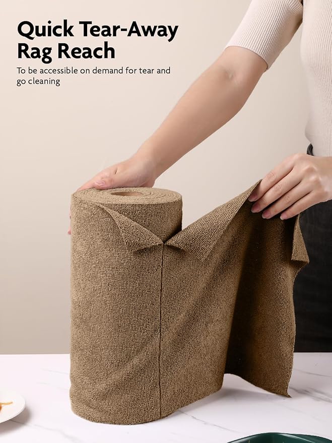 Fantasticlean Microfiber Cleaning Cloth Roll -40 Pack, Tear Away Microfiber Towels, 12" x 12", Reusable, Washable, Scratch Free, Ultra Absorbent Dish Rags for Car, Home, Garage or Shop (TAN)-DeskLoop Office