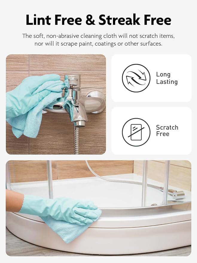 Fantasticlean Microfiber Cleaning Cloth Roll -60 Pack, Tear Away Microfiber Towels, 12" x 12", Reusable, Washable, Scratch Free, Ultra Absorbent Dish Rags for Car, Home, Garage or Shop (White & Blue)-DeskLoop Office