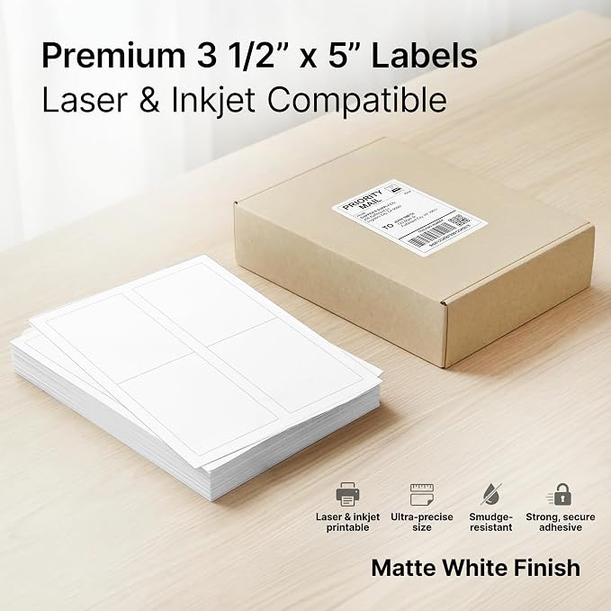 3.5" X 5" Matte White Printable Shipping Labels Mailing and Address Labels - Image 3