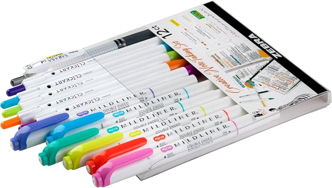 Zebra Pen Creative Notetaking Set 12-Pack, Includes 6 Highlighters, 5 CLiCKART - Image 4