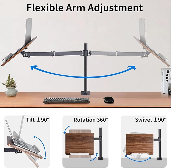 Adjustable Book Stand with Desk Clamp Mount, Wooden Reading Holder with Metal - Image 5