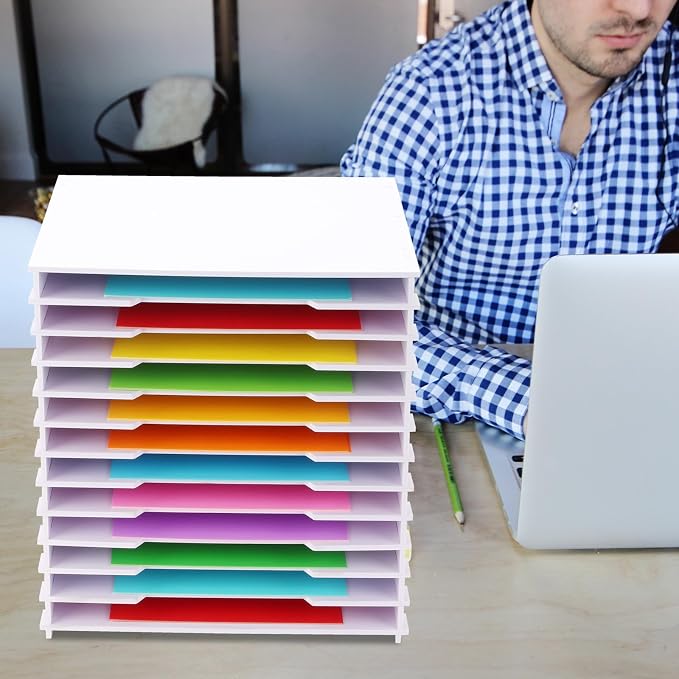 12 Tier 12" x 12" Scrapbook Paper Organizer, Document Holder Desktop Scrapbook - Image 2