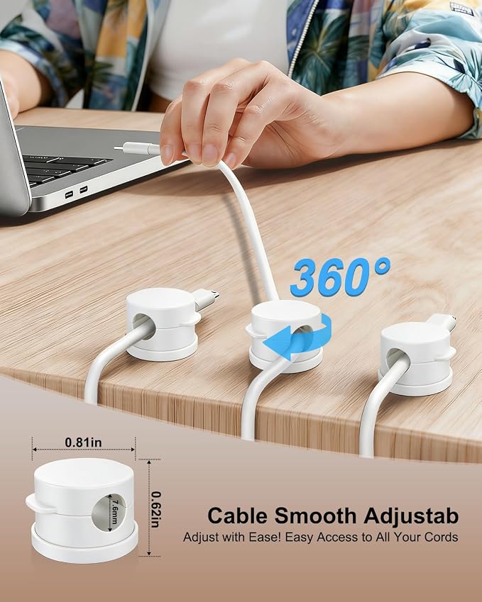 OneLeaf 8 Pack Magnetic Cable Clips, Rotatable Cable Management Clips - Image 3