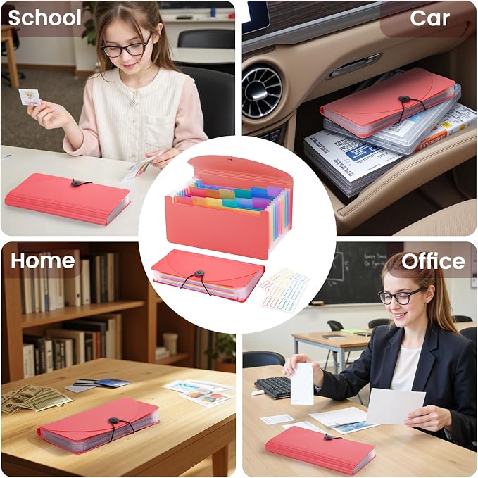 13 Pocket A6 Receipt Organizer, 2 Pack Small Accordion File Organizer, Coupon - Image 7