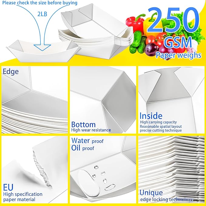 120 Pack 2Lb Paper Food Boat Trays Disposable Paper Boats Containers - Image 3
