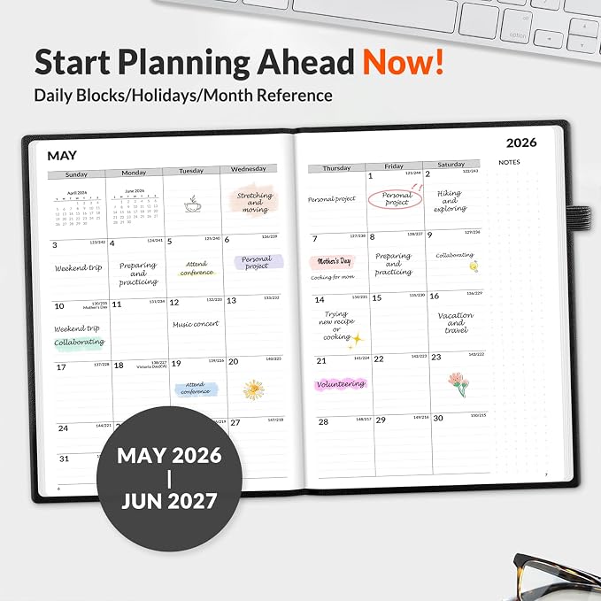 SUNEE 2026-2027 Weekly & Monthly Hardcover Planner 5.5" x 8.3" - Image 2