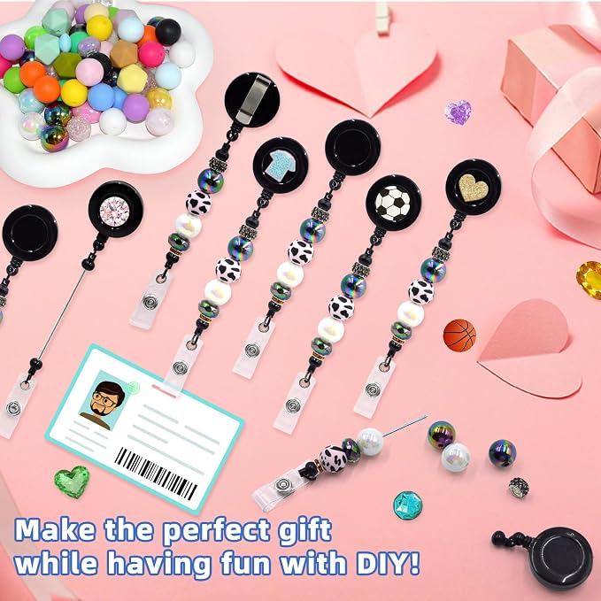 30pcs Black Beadable Badge Reels Making Kits - Image 2