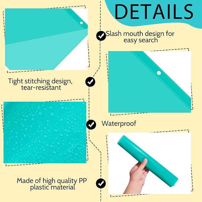 Maitys 50 Pack Binder Pockets 3 Hole Punch Clear Plastic Document Folders - Image 3