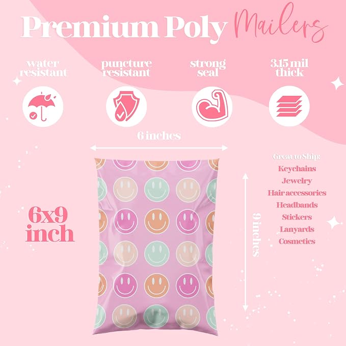 Pretty Package Store Designer Poly Mailers 14.5x19, Smiley Face, 100 Pack | - Image 4