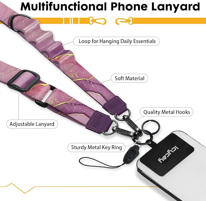 Icycay Phone Lanyard Crossbody, Marble Cell Phone Strap - Image 3