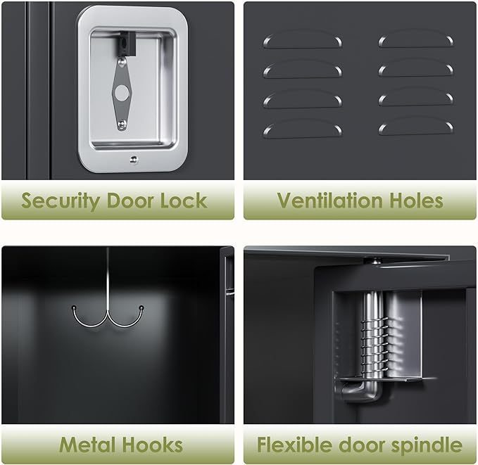 Metal Lockers for Employees with 12 Door and 12 Hooks,Metal Storage Locker with Lock for School Office Gym Bedroom,Assembly Required,Dark Grey-DeskLoop Office