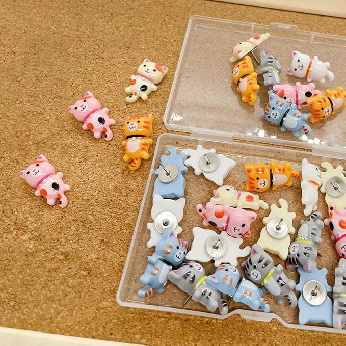 30 pcs Cute Cat Push Pin Decorative Thumb Tacks Animal Push Pins - Image 5