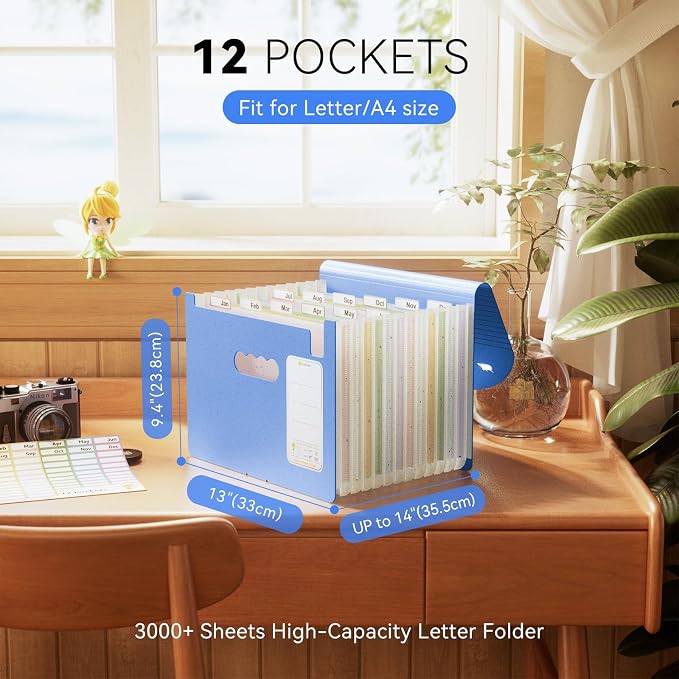EcoStash 12-Pocket Wheat Straw Expanding File Folder, Adorable Polar Bear - Image 2