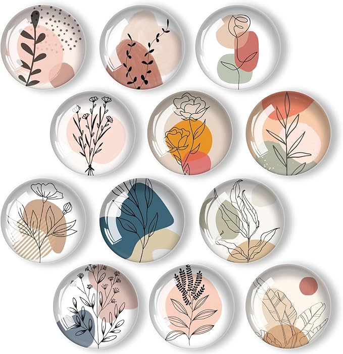Art Line Flower Refrigerator Magnets 12Pcs Glass Strong Magnetic Refrigerator Magnet Fridge Sticker,Crystal Fridge Magnets Decoration for Crafts,Strong Fridge Magnets for Kitchen, School-DeskLoop Office