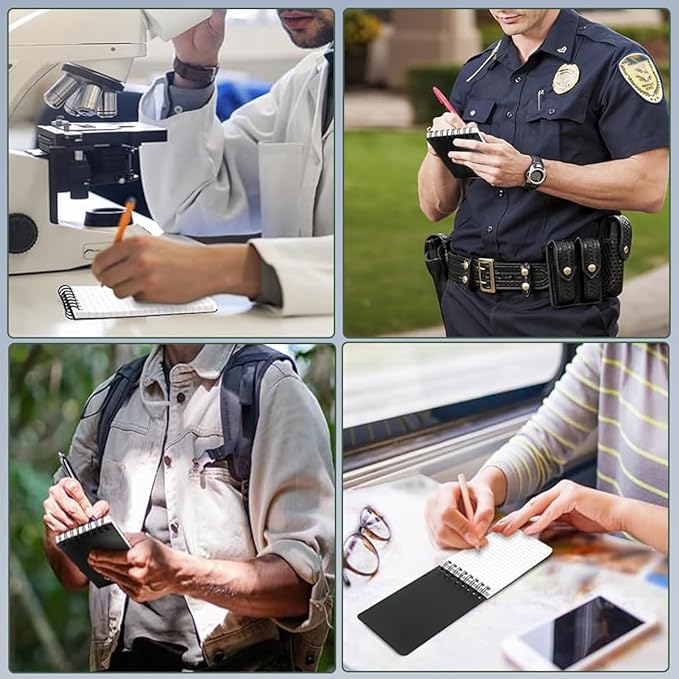 Weatherproof Top Spiral Notebook 3x5 Pocket Notepad with Waterproof Paper and Hard Cover, 100 Pages per Steno Pad, Graph Pattern (3" x 5", Yellow)-DeskLoop Office