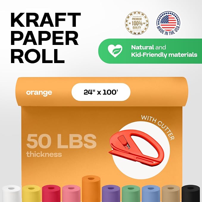 Orange Kraft Paper Roll 24" x 1200" - Image 2