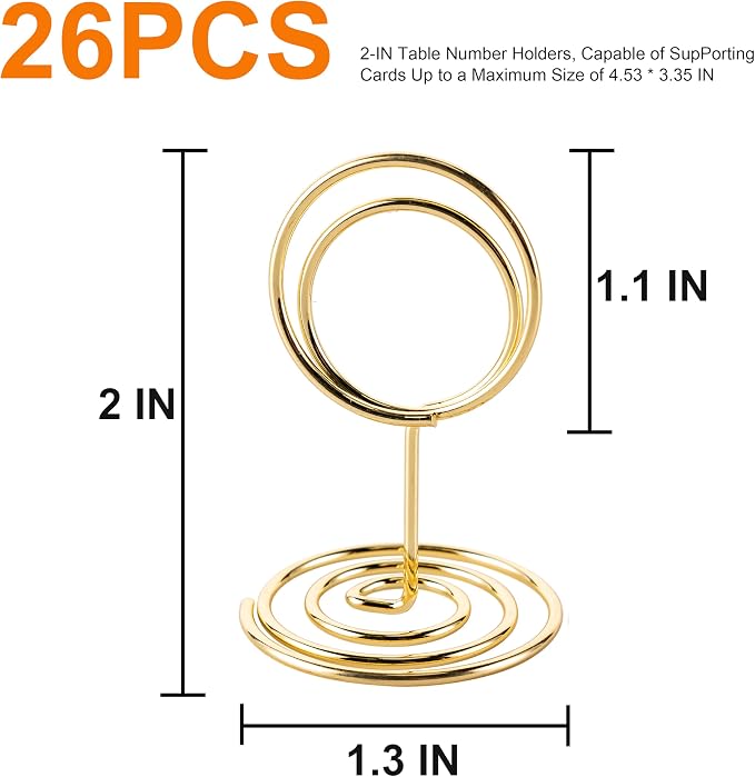 Hoewina 26Pcs Table Number Holders, Place Card Holder, Wire Picture Holder - Image 2