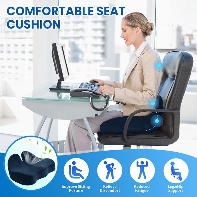 CushZone Seat Cushion, Memory Foam Office Chair Seat Cushion - Image 4