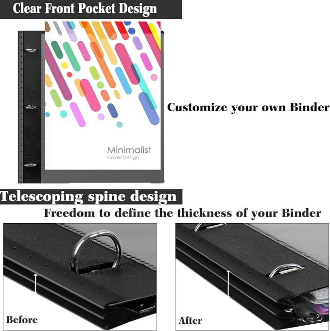 INFUN 1 Inch 3-Ring Telescoping Project Organizer Binder, 13 Pocket, - Image 4