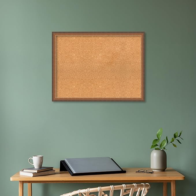 Amanti Art Natural Cork Board for Wall, 24x32 Vision Board with Bronze Frame, Large Corkboard Office Decor for Home Organization, Modern Corkboard Pinboard to Display Items for Home Organization in-DeskLoop Office