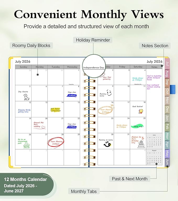 Academic Planner 2026-2027, Hardcover Weekly and Monthly Calendar Planner from - Image 2