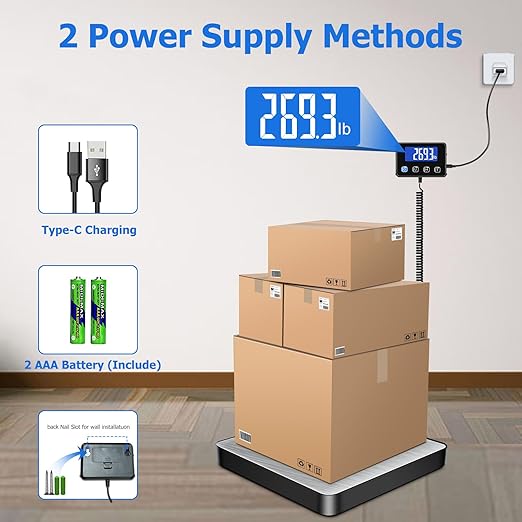 Shipping Scale, 440 lbs/0.35oz High Accurate Digital Postal Scale with Hold/Tare Function, Shipping Scale for Small Business, Packages, Luggage, Home Use, Battery & Charging Cable Include
