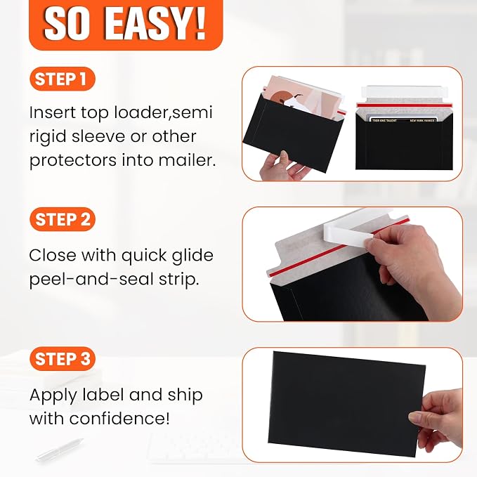 120 Pack Black Rigid Mailers, Perfect Size Shipping Envelopes - Image 7